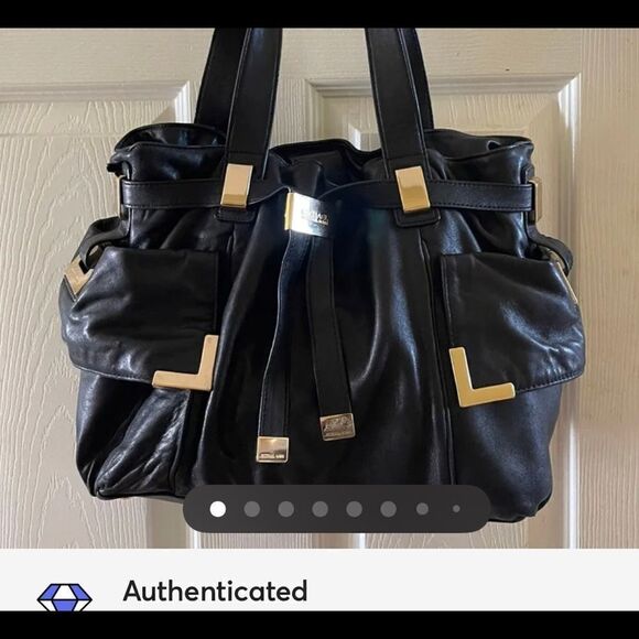 Authentic Michael Kors Beverly soft leather black drawstring satchel - Picture 1 of 12